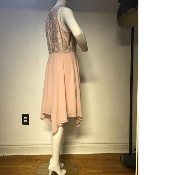 Le Chateau Blush Pink Rose Gold Champagne Fit Flare Prom Wedding summer dress - Picture 4 of 6